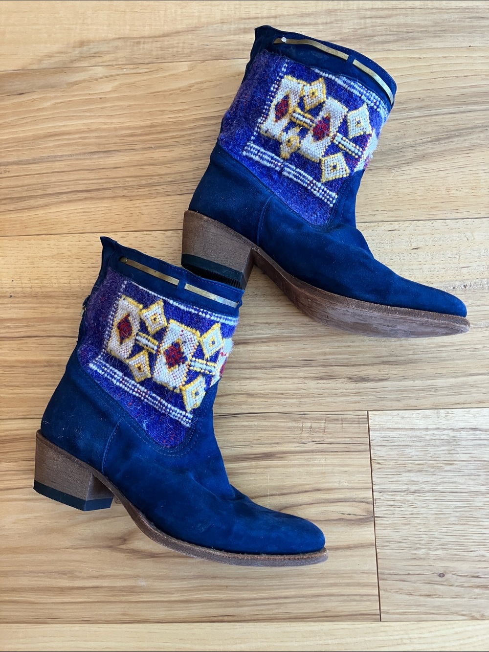 Cobra Society Otto Blue Suede and Wool Boots, size 40
